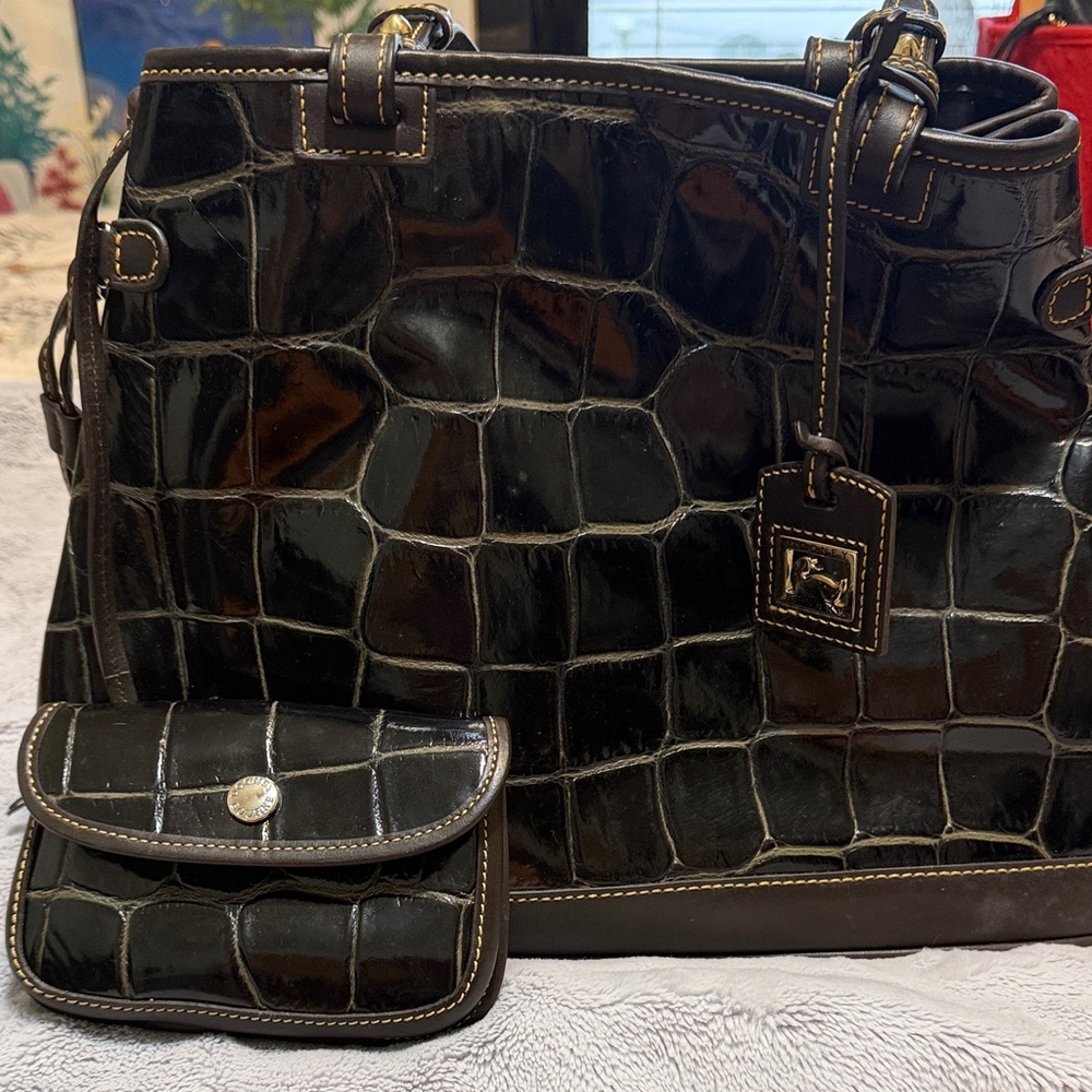 Dooney & Bourke Black Crocodile-Embossed Tote